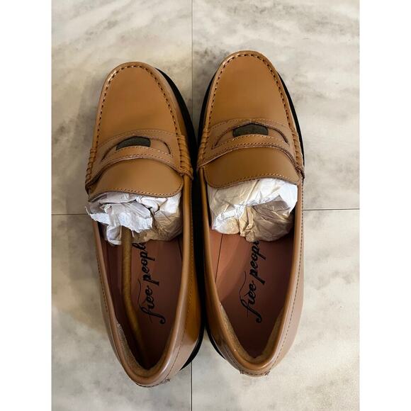 Free People Women’s Liv Penny Loafers Slip On Camel Size 8 Leather Upper NIB - Picture 5 of 8